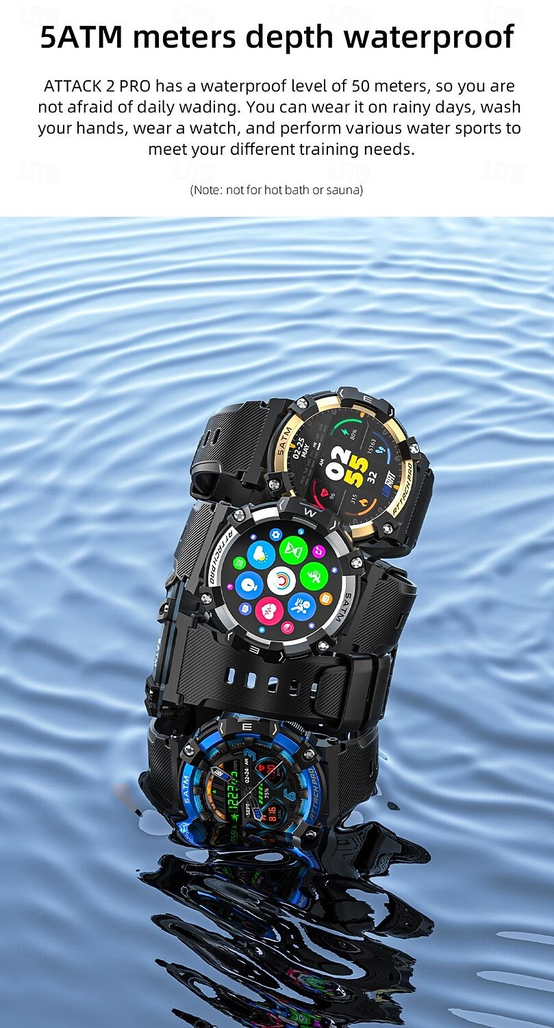 Relógio inteligente Lokmat Attack 2 Pro de 1,39 polegadas com Bluetooth, chamadas, pedômetro, lembrete de chamadas e rastreador de atividades. Compatível com Android e iOS. Unissex, com longa duração da bateria, chamadas em modo mãos-livres e à prova d'ág de 2026 por $52.99 –P2