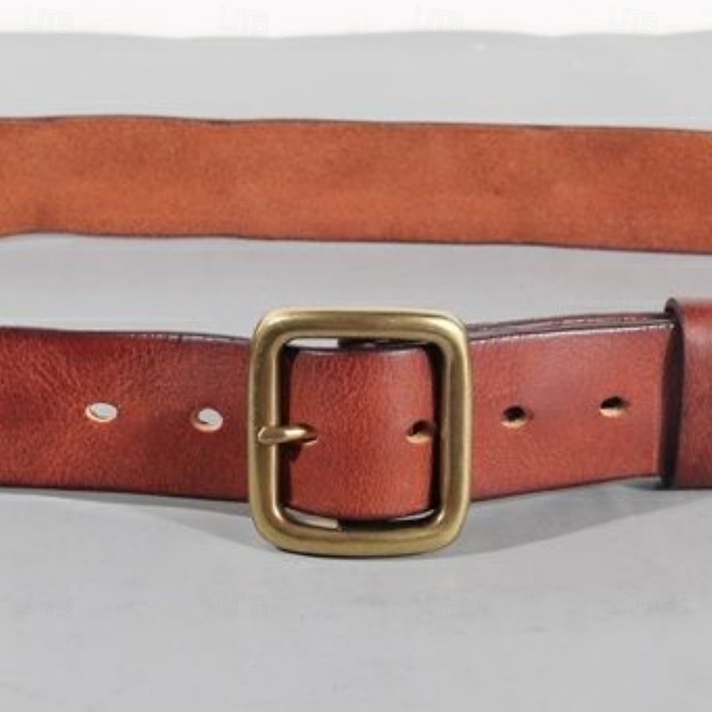 Hombre Cinturón Hebilla automática Cobre Cuero Vintage Ropa de calle Ocio Color sólido Rojo tinto Negro Diario Exterior Negocio Formal Cinturón de Cintura 2026 - $43.99 –P16
