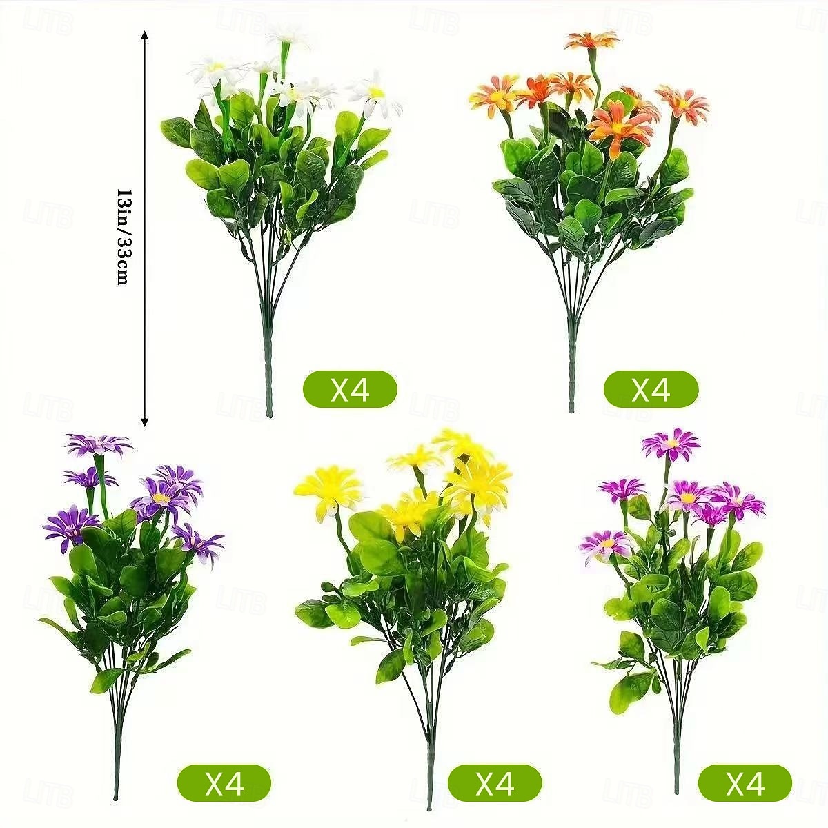 20 unidades de margaridas verdes artificiais &Crisântemos artificiais para decoração de interiores e exteriores, cercas de jardim, centros de mesa de jantar, arranjos florais de plástico. de 2026 por $31.99 –P2