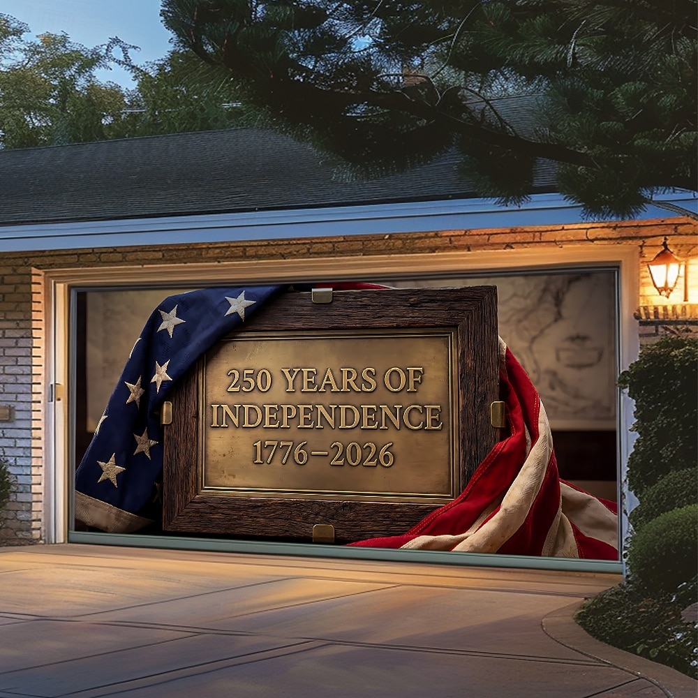 4 de julio de 2026 250° Día de los Caídos Cubierta de Puerta de Garaje Gran Fondo Colgante Bandera Americana Vintage 3D Fiesta Patriótica Al Aire Libre Fondos de Tiro Decoración de Hogar 2026 - $59.99 –P6