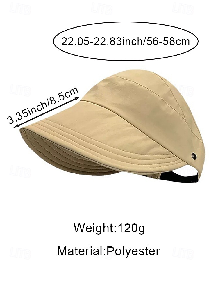 Dameszonneklep van polyester met open bovenkant, veelkleurige, opvouwbare pet met brede rand en oorlusjes, ideaal voor casual gebruik, reizen, vakantie, strand en buitenactiviteiten. 2026 - $9.99 –P13