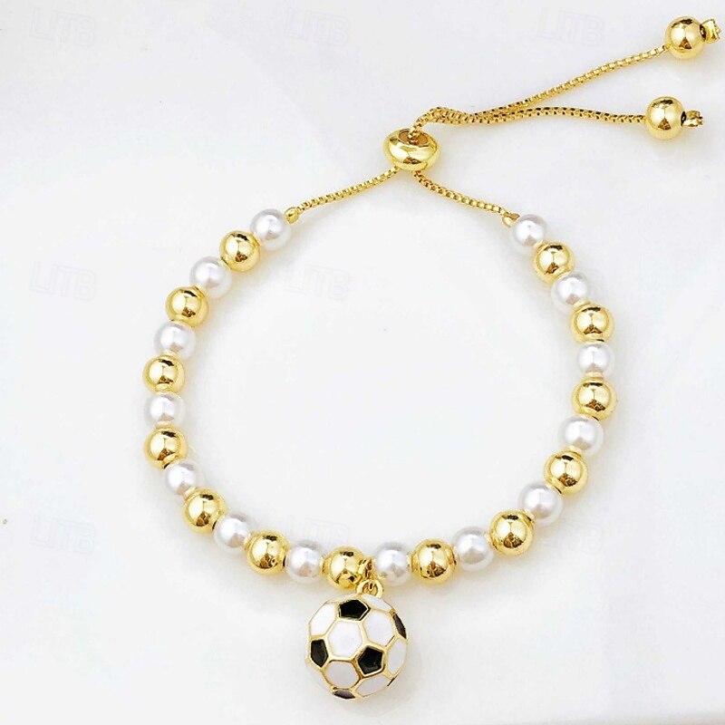 Pearl Thick Chain Soccer Fashion Personalized Copper Bracelet Jewelry 1# / 2# / 3# For Daily Gift Holiday 2026 - $12.99 –P2