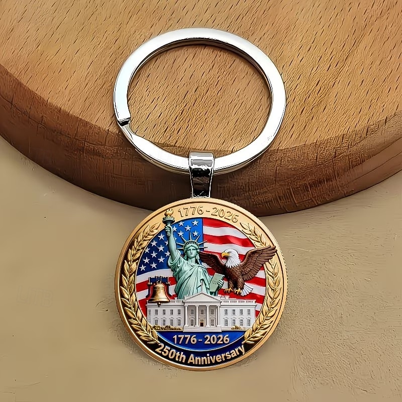 36-delige set sleutelhangers ter ere van het 250-jarig jubileum - 12 sleutelhangers / 12 kaartjes / 12 organzazakjes, plat 2D-ontwerp met het Vrijheidsbeeld en een adelaar, 250 jaar 1776-2026, ideaal 2026 - $28.99 –P6