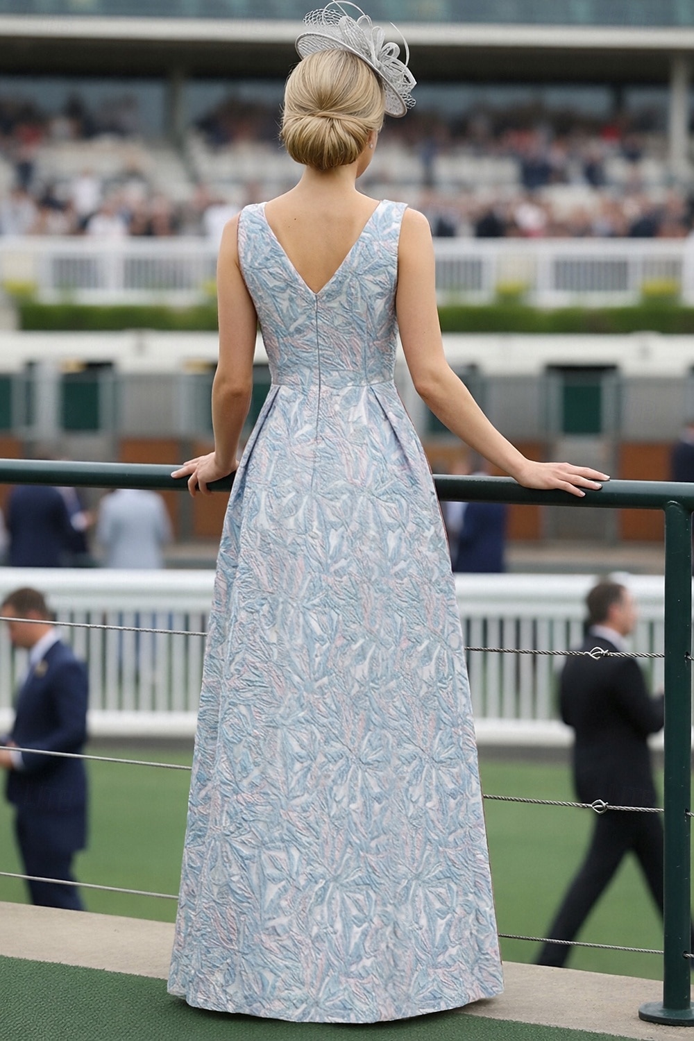 A-Linie Na zem Šaty pro svatební hosty Derby šaty Šaty pro matku nevěsty Bez rukávů Tričkový Elegantní Kentucky Derby Satén Směs len / bavlna s Květinový potisk Sklady 2026 - $186.29 –P2