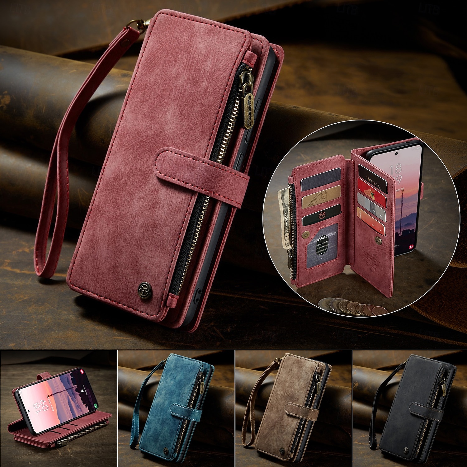 teléfono Funda Para Samsung galaxia S26 S26 Ultra Plus Tarjetas billetera con Soporte con correa de muñeca Ranura para tarjetas Retro TPU Cuero de PU 2026 - $22.99 –P9