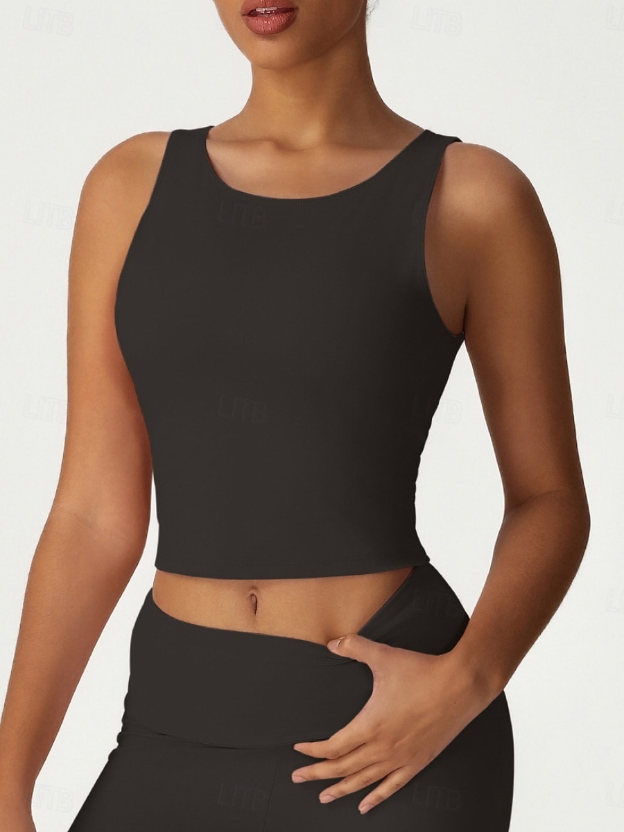 Women's Solid Colored Sports Tank Top Tennis Bra Sports Bra Sleeveless Quick Dry Shockproof Moisture Wicking Breathable Tennis Pickleball Running Crew Neck Top Black Pink Blue Tennis Clothing 2026 - $17.99 –P13