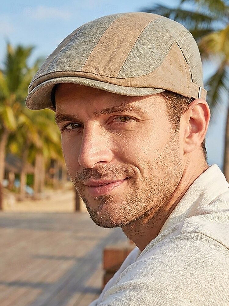 Flache Herren-Baskenmütze aus Baumwolle, mehrfarbig, leicht und bequem – perfekt für den Alltag und den Urlaub. 2026 - $11.99 –P1