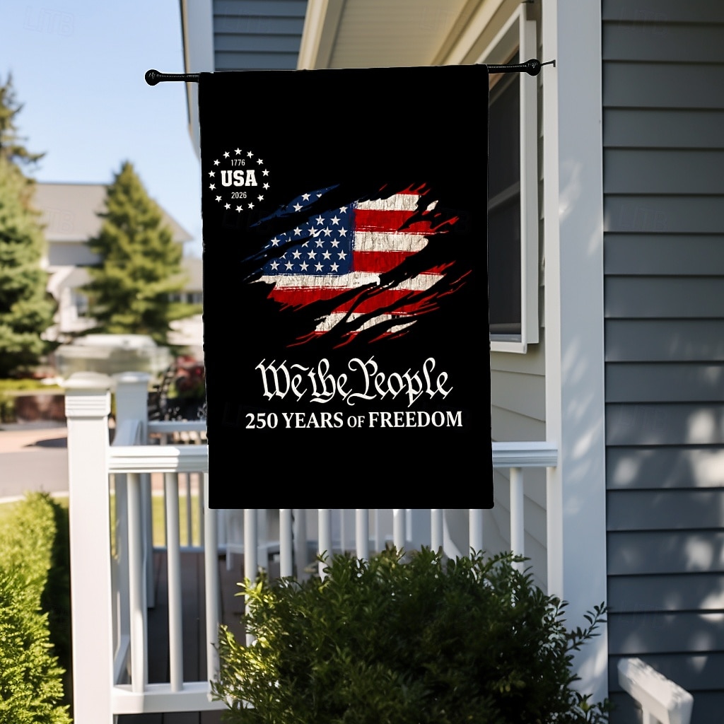 2 kpl 250-vuotisjuhlavuotta esittelevä Yhdysvaltain lippu, kaksipuolinen, ulkokäyttöön tarkoitettu isänmaallinen puutarhalippu Vapaudenpatsaalla, 4. heinäkuuta -koristeet Yhdysvaltain 250-vuotisjuhlaan, USA 250 -aiheiset tuotteet, muisto 1776-2026 2026 - $11.49 –P2