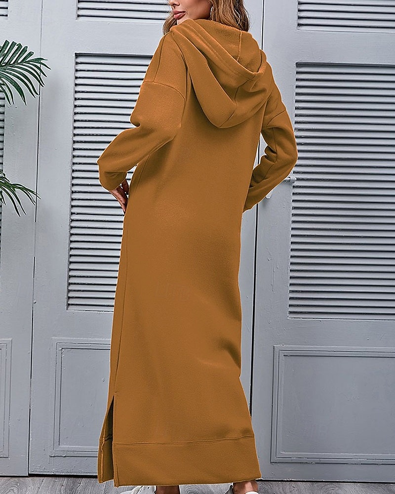 Γυναικεία Μίντι φόρεμα Φόρεμα με κουκούλα Μοντέρνα Καθημερινά Γραφείο Εξόδου Κανονικό Σκέτο Μακρυμάνικο Με Κουκούλα Μαύρο Κρασί Βυσσινί Πορτοκαλί Άνοιξη Φθινόπωρο Χειμώνας 2026 - $29.99 –P12