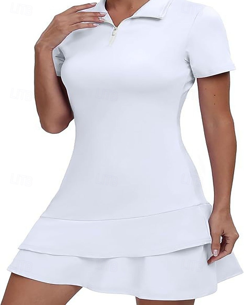 Dam Grafisk Leopard Geometrisk Tennisklänning med shorts Sportklänning Golfpikéklänning Kortärmad Fjärdedels blixtlås Asymmetrisk Elastisk Svettavvisande Andningsfunktion Tennis Golf Badminton 2026 - $22.99 –P4