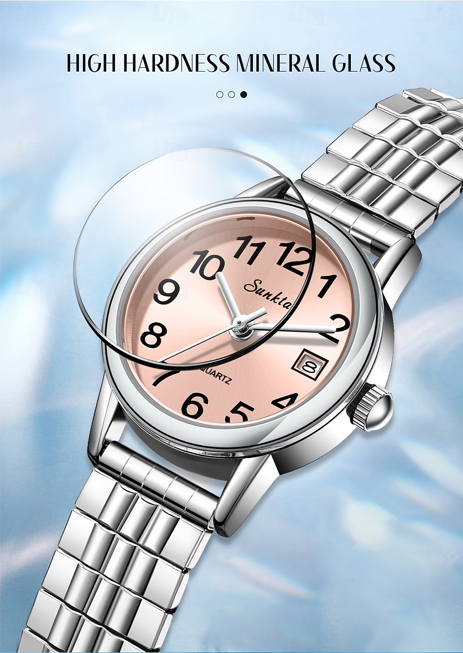 Women's Watch with Steel Elastic Band, Easy to Read Ladies Quartz Watches with Pink Dial and Date Display, Stainless Steel Stretch Bracelet Wrist Watch for Women Girl Gift, Fashion Casual Waterproof 2026 - $18.99 –P8