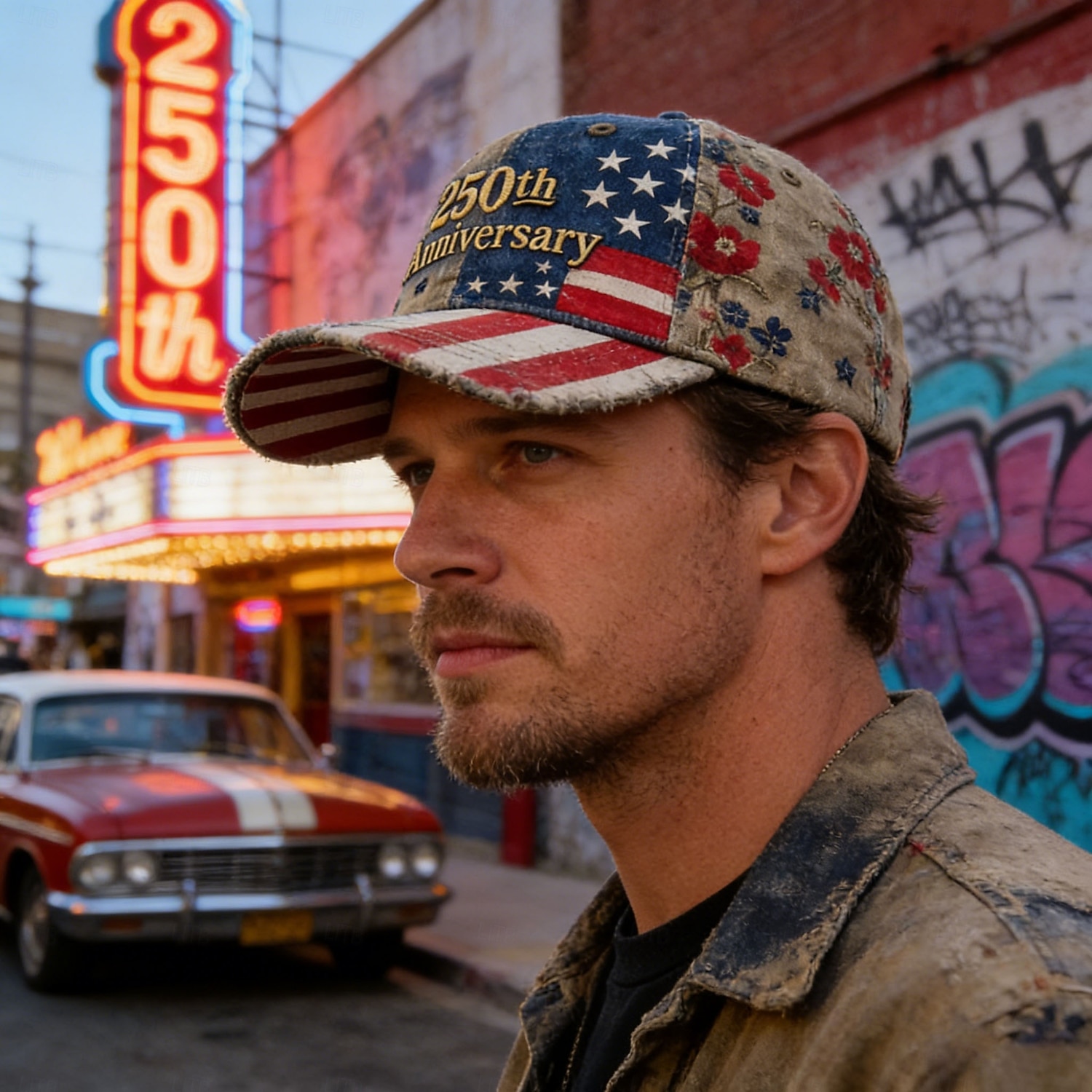 US Vintage 250th Anniversary Hat American Flag Patriotic Baseball Cap Floral Embroidery Distressed Denim Adjustable 4th of July Independence Day Gift for Men Women 2026 - $27.99 –P5