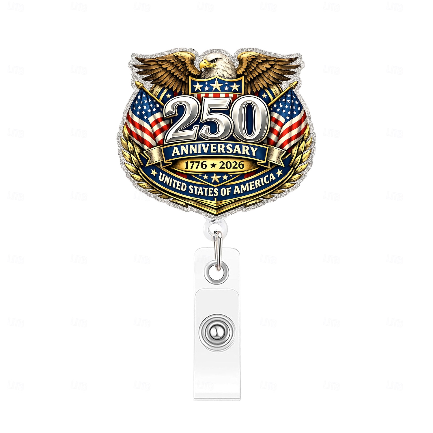 Porta badge retrattile per il 250° anniversario dell'America con clip a coccodrillo, porta badge identificativo per il 250° anniversario dell'indipendenza, accessori per il 4 luglio 1776-2026, regalo del 2026 a $9.99 –P7