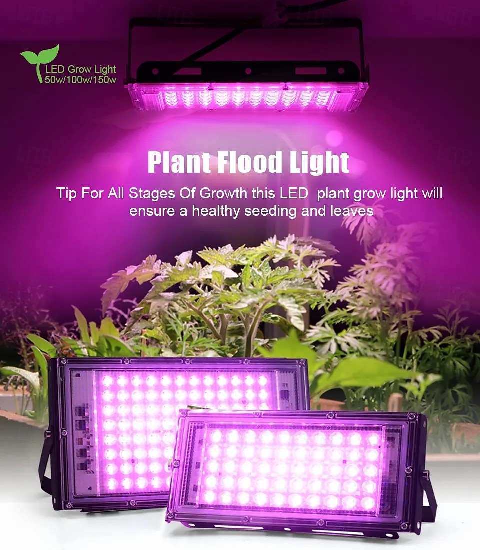 Полноспектральный светодиодный фитолампа для растений, лампа для рассады суккулентов, овощей, теплица. &Садовое дополнительное освещение для растений, 50/100/200/500 Вт, вилка 2026 - $19.49 –P1
