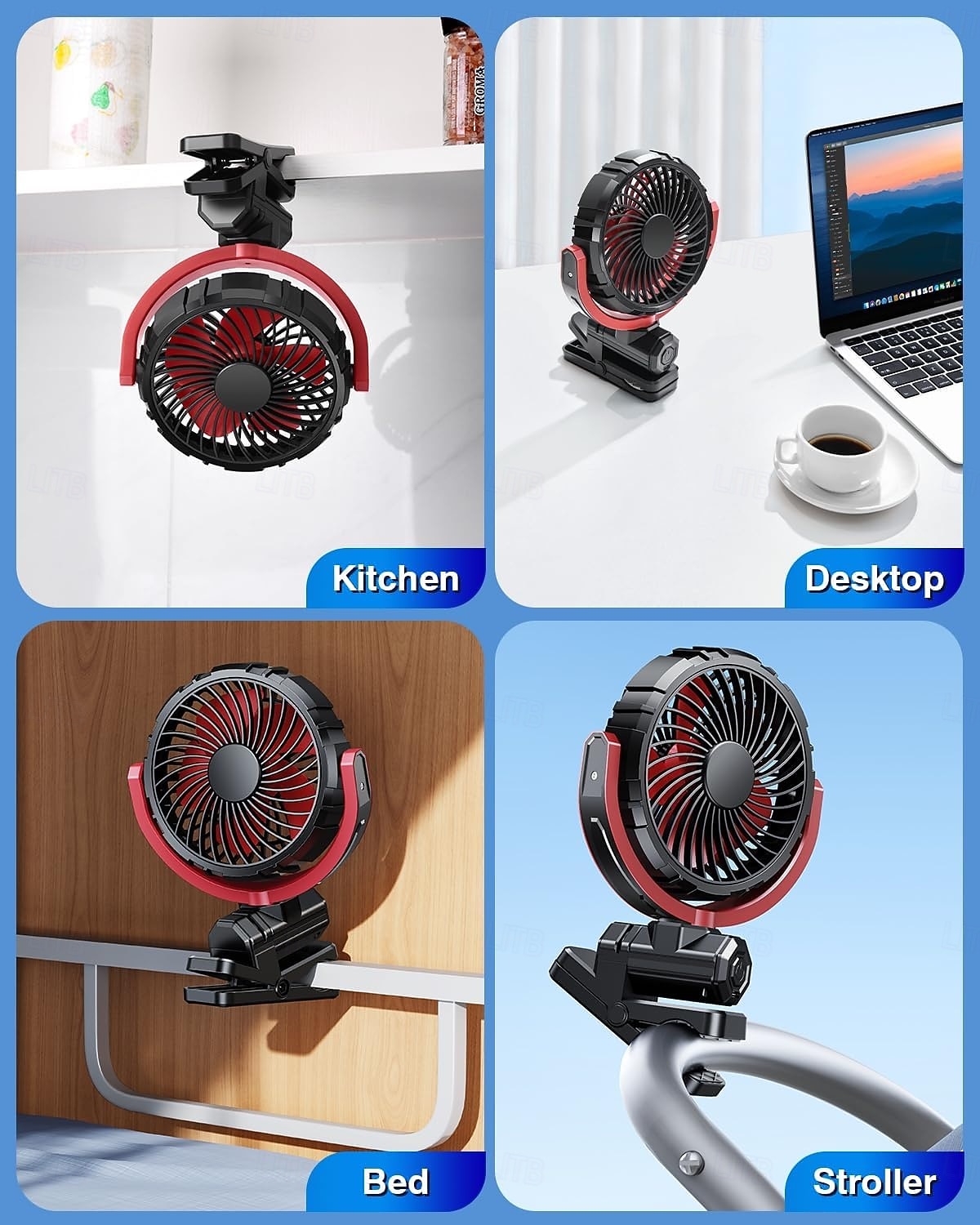 Car Fan 5V USB Small Clip on Sun Visor Fan for Front/Rear Seat, 2000mAh Rechargeable Battery Powered Quiet Personal Cooling Fans That Blow Cold Air, for Vehicle, Van, Suv, Rv, Truck, Camping 2026 - $29.99 –P4