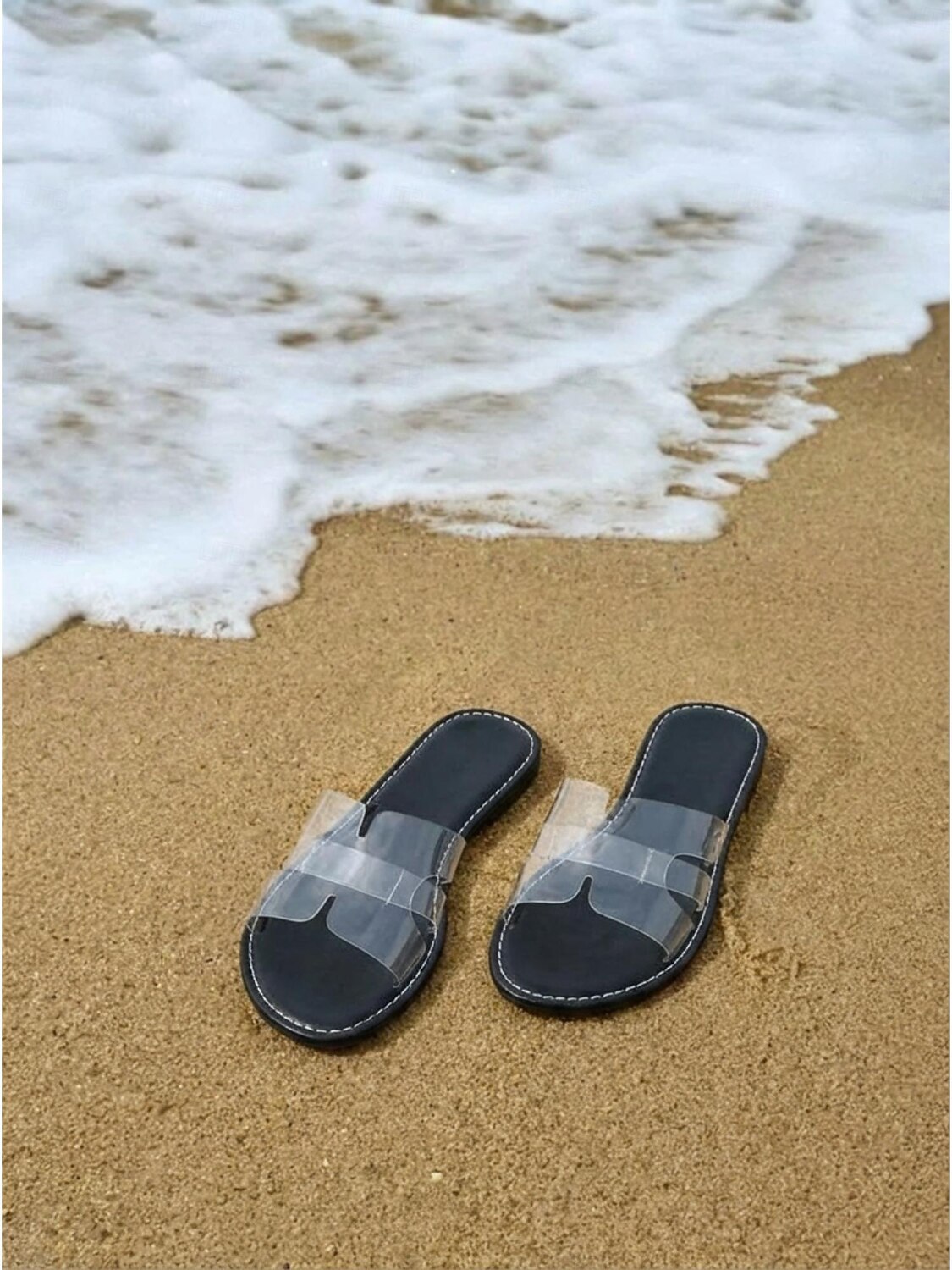 Färgglada gula strandtofflor för kvinnor - eleganta platta sandaler i genomskinlig PVC med H-remmar för tropiska semestrar och öresor &sommarkläder vid poolen 2026 - $18.99 –P4