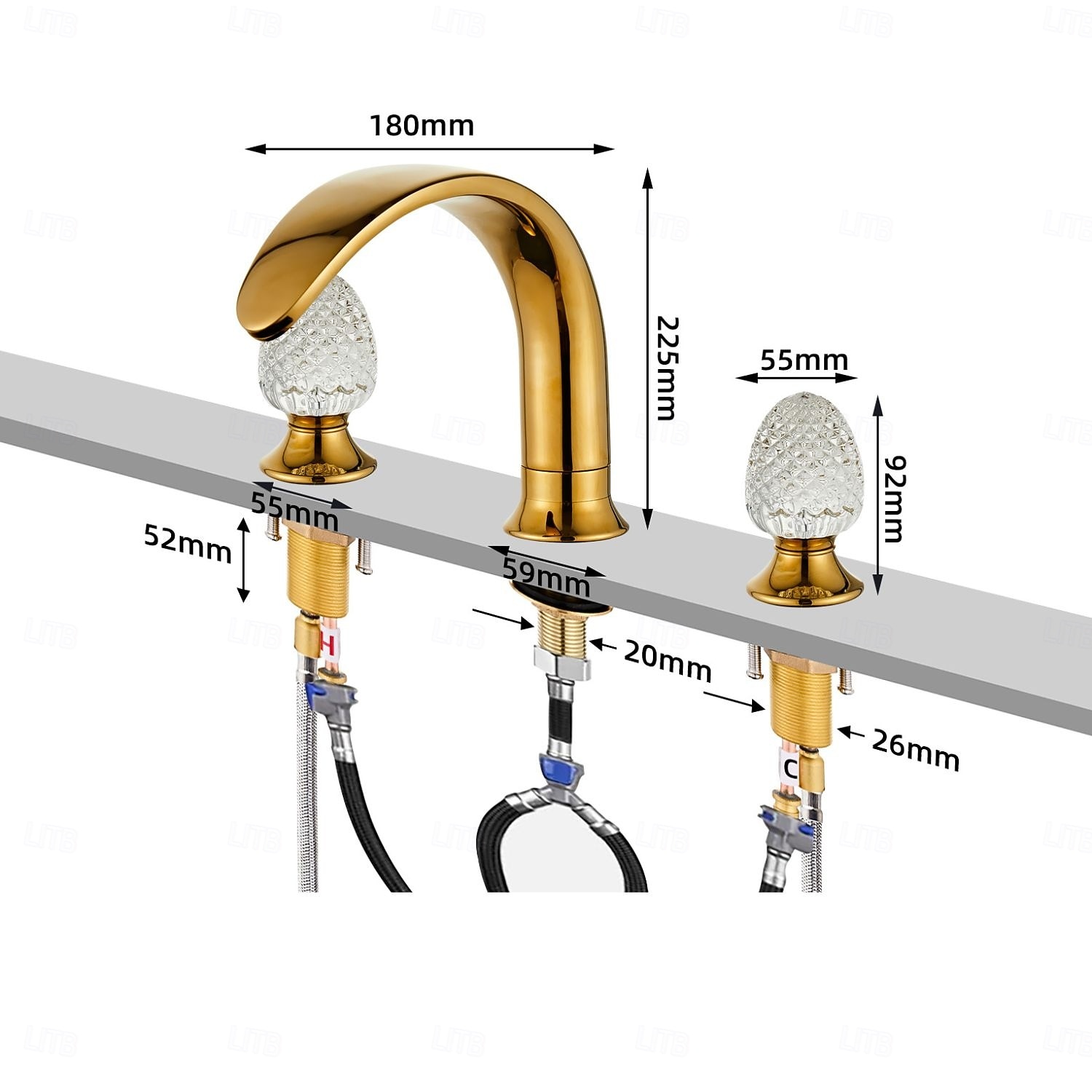 Gold Bathroom Faucet 360° Three Holes Widespread Crystal Handle Bathroom Sink Faucets Retro Vintage Lavatory Vanity Faucet 2026 - $292.19 –P3