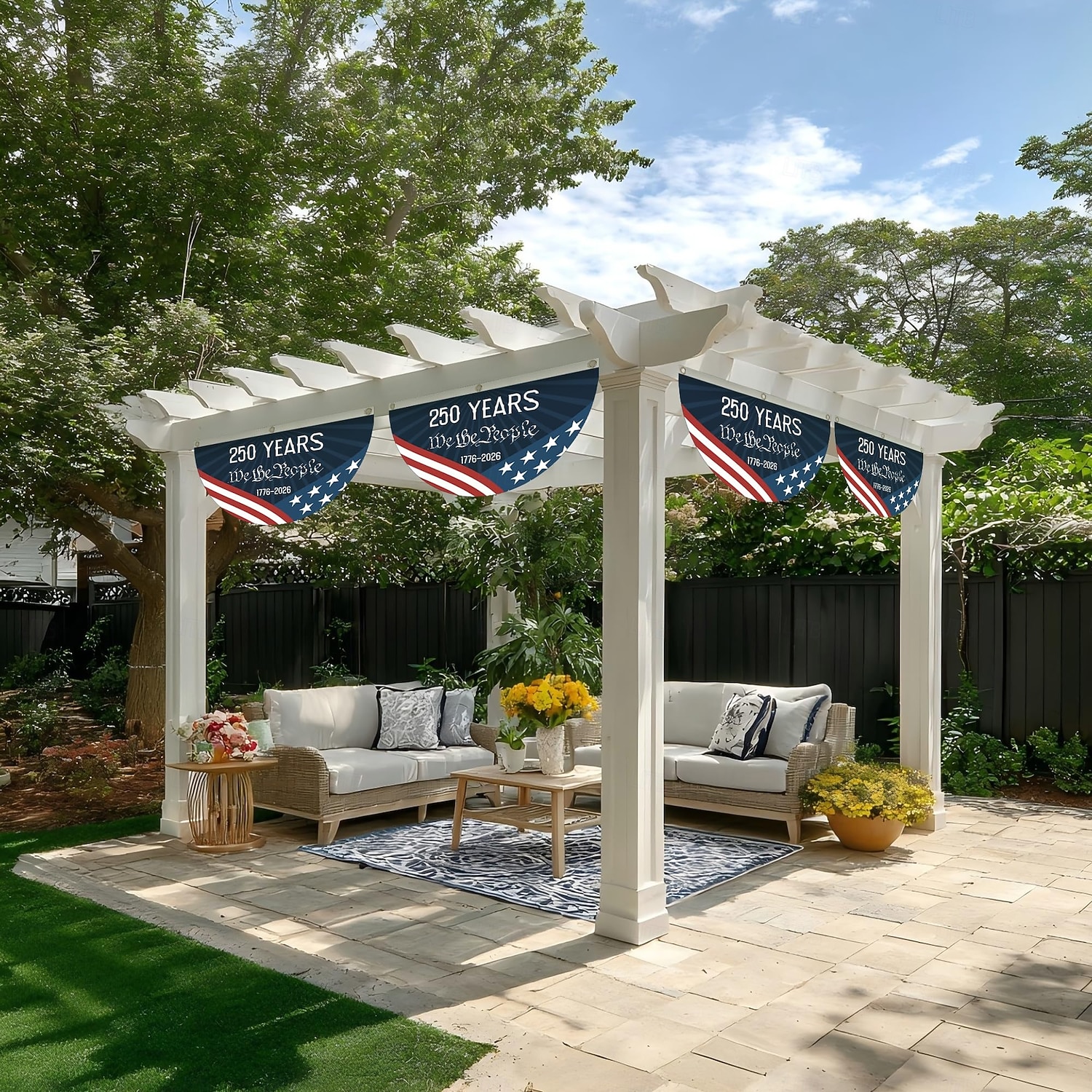 2KS Vlajka k 250. výročí USA 1,5x3 FT 1776-2026 Fan vlajky prapor vlastenecké hvězdy zahradní značení dekorace na venkovní použití přední dveře veranda uvítací pozadí s mosaznými očky 2026 - $18.99 –P5