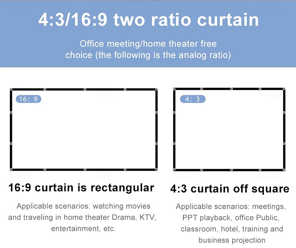 Projector Screen 16:9 HD 4K, Foldable Portable Projection Screen for Home Theater, Indoor Outdoor Movie Screen with Reinforced Edges and Grommets, Anti-Crease Video Screen for Office & Backyard 2026 - $19.99 –P2
