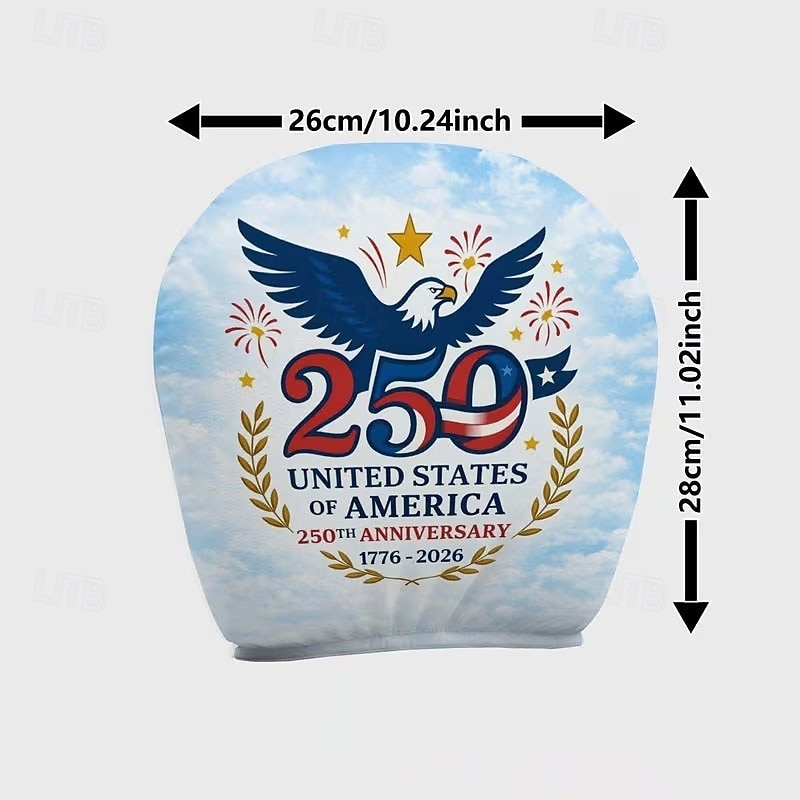 2026年 2個のアメリカ国旗独立プリントの車のヘッドレストカバー、高弾性設計で詰め物のないシート保護、車のシートヘッドレストカバー、車用シートクッション、愛国的なテーマ、車の内装  コレクション – $9.49 –P28