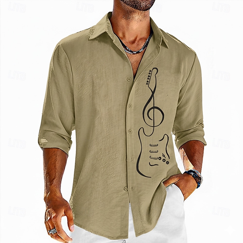 Per uomo Maestri del Consiglio Chitarra Camicia Camicia con Bottoni Manica Lunga Moda Streetwear Designer Casuale Quotidiano All'aperto Estate Primavera Autunno Collo ripiegato Stampato Blu Rosa del 2026 a $24.99 –P5