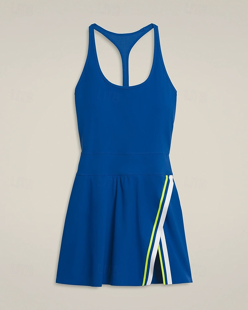 Women's Solid Colored Tennis Dress with Shorts Sports Dress Sport Dress Sleeveless Zip Up Pocket Racerback Elastic Sweat-Wicking Breathable Tennis Running Fitness Scoop Neck Dress Black White Blue 2026 - $37.99 –P3