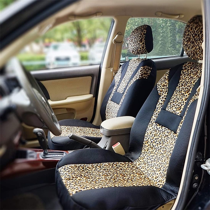 Leopard Print Car Seat Covers for Front Seats, Universal Fit Animal Cheetah Print Auto Seat Protectors, Soft Breathable Interior Accessories for Women & Men, Set of 2, Fashion Car Decor 2026 - $75.99 –P4
