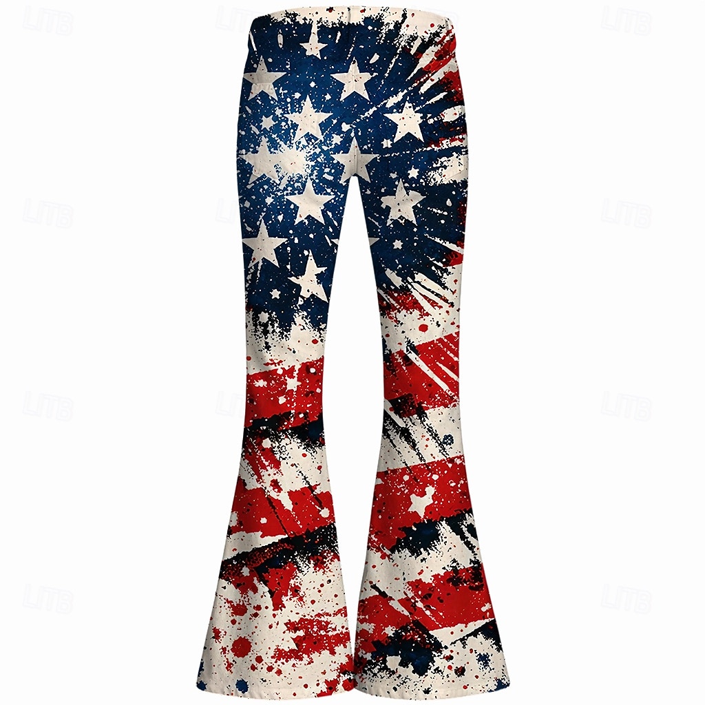250e jubileum VS Retro vintage Jaren '70 Broeken Bell Bottom broek Hippie Schijf Hoge taille Kostuum Dames Maskerade 4 juli Feest Independence Day Volwassenen Broeken 2026 - BHD 14.26 –P6