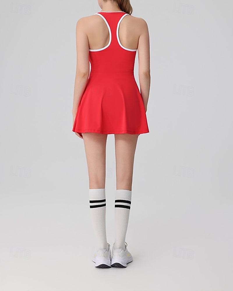 Women's Solid Colored Tennis Dress with Shorts Sports Dress Sleeveless Patchwork Backless Elastic Sweat-Wicking Breathable Tennis Badminton Outdoor Exercise Round Neck Dress Black White Red Tennis 2026 - $37.99 –P3