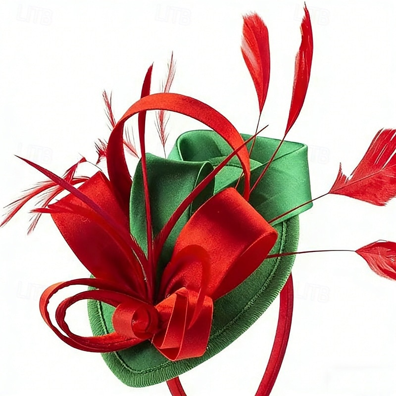 fascinators Stof Bruiloft Verjaardag Elegant Vintage leuke Style Met Veer Linten Helm Hoofddeksels 2026 - $17.49 –P8