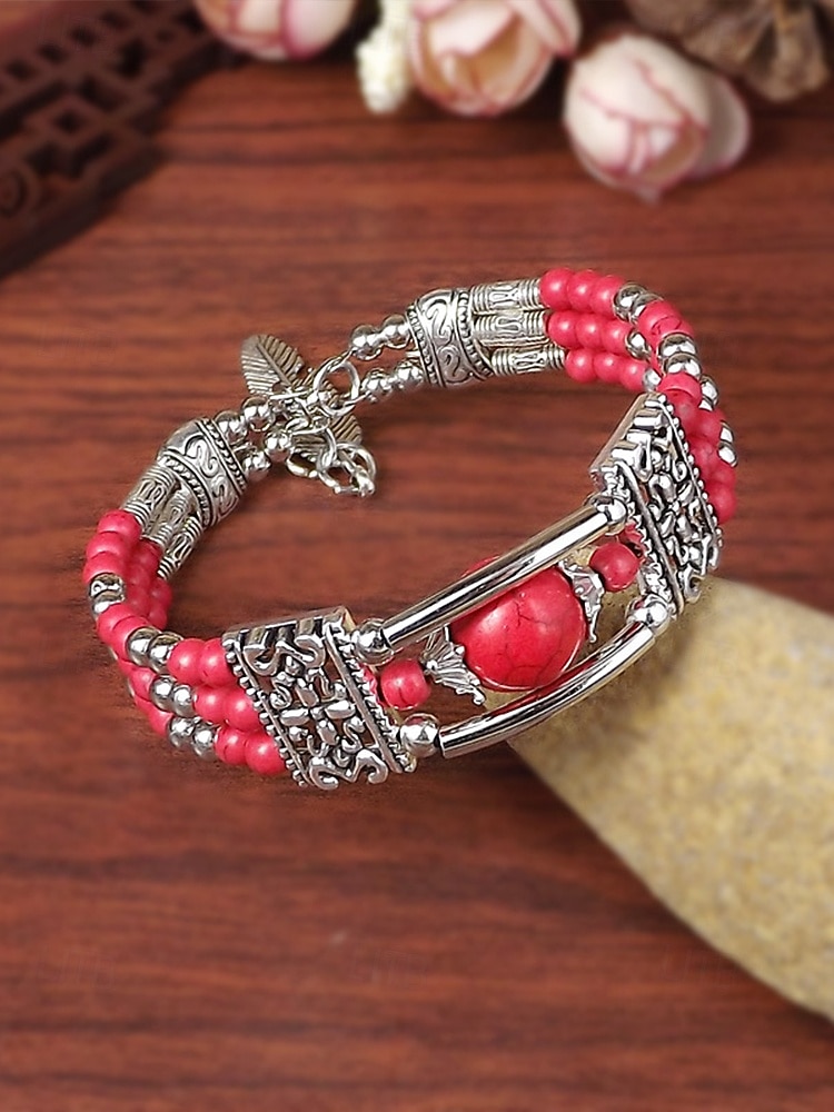 Naisten boheemityylinen turkoosi metalliseosrannekoru, monivärinen, ihanteellinen jokapäiväiseen käyttöön, lomalle ja matkoille 2026 - $9.99 –P8