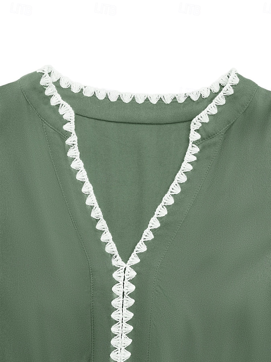 Dames Mini-jurk A lijn jurk Zomerjurk Casual Dagelijks Normale pasvorm Effen Korte mouw V-hals Groen Zomer 2026 - $36.99 –P8