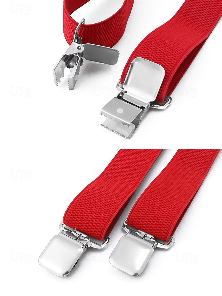 2026年 男性用調節可能なポリエステルサスペンダー - 伸縮性があり、マルチカラーのオプション、丈夫なクリップ、結婚式、パーティー、カジュアルな普段着に最適  コレクション – $11.99 –P4