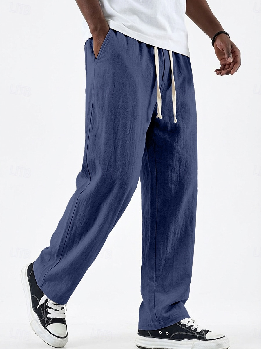 Homme Pantalons en Lin Pantalons Pantalon d'été Pantalons Amples Avec Poches Taille Élastique Jambe Droite Couleur Unie Confortable Respirant Longueur complète Occasionnel Quotidien Fête Vacances Mode de 2026 ? $24.99 –P8