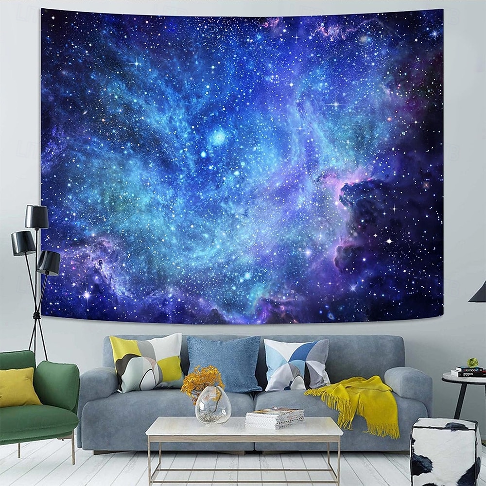 Deep Blue Purple Galaxy Nebula Wall Tapestry Starry Night Sky Outer Space Ethereal Glow Cosmic Wall Hanging for Bedroom Living Room Dorm Aesthetic Backdrop 2026 - $20.99 –P3