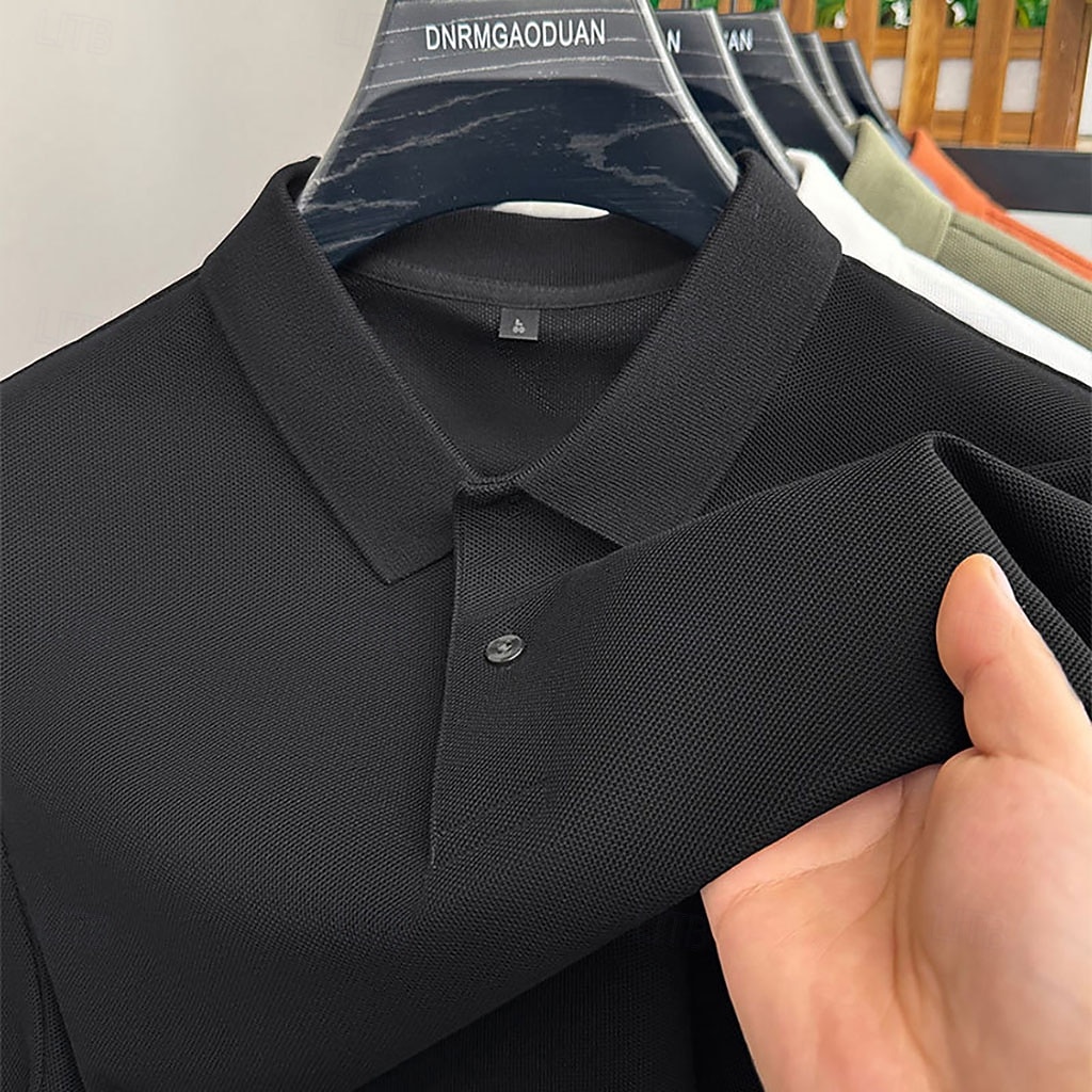 Men's Polo Polo Shirts Casual Vacation Lapel Short Sleeve Fashion Modern Plain Buttons Plain Summer Spring Regular Fit Lake blue Black White Yellow Pink Red Polo 2026 - $18.99 –P17