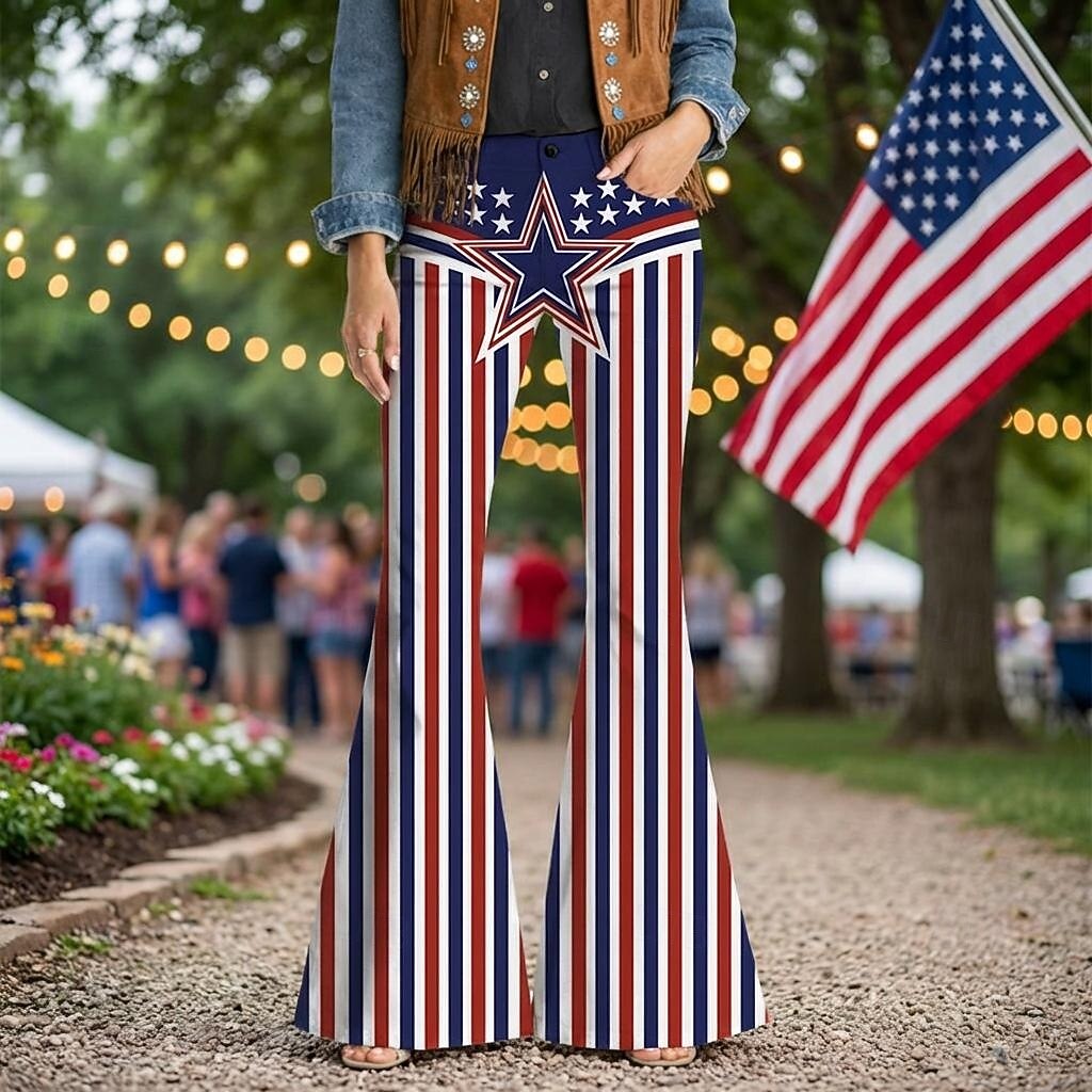 250th Anniversary USA Retro Vintage 1970s Pants Bell Bottom Pants Hippie Disco High Waist Fancy Dress Women's Masquerade 4th of July Party Independence Day Adults' Pants 2026 - $35.99 –P1