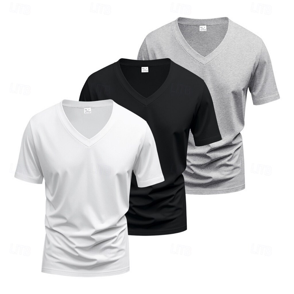 Herr T-shirt T-tröja Kortärmad V-hals Sommar Vår Slät Designer Grundläggande Modernt Modernt 3 st Ledigt Semester Gata 8# 9# 4# Topp t-shirt för män 2026 - $43.99 –P6