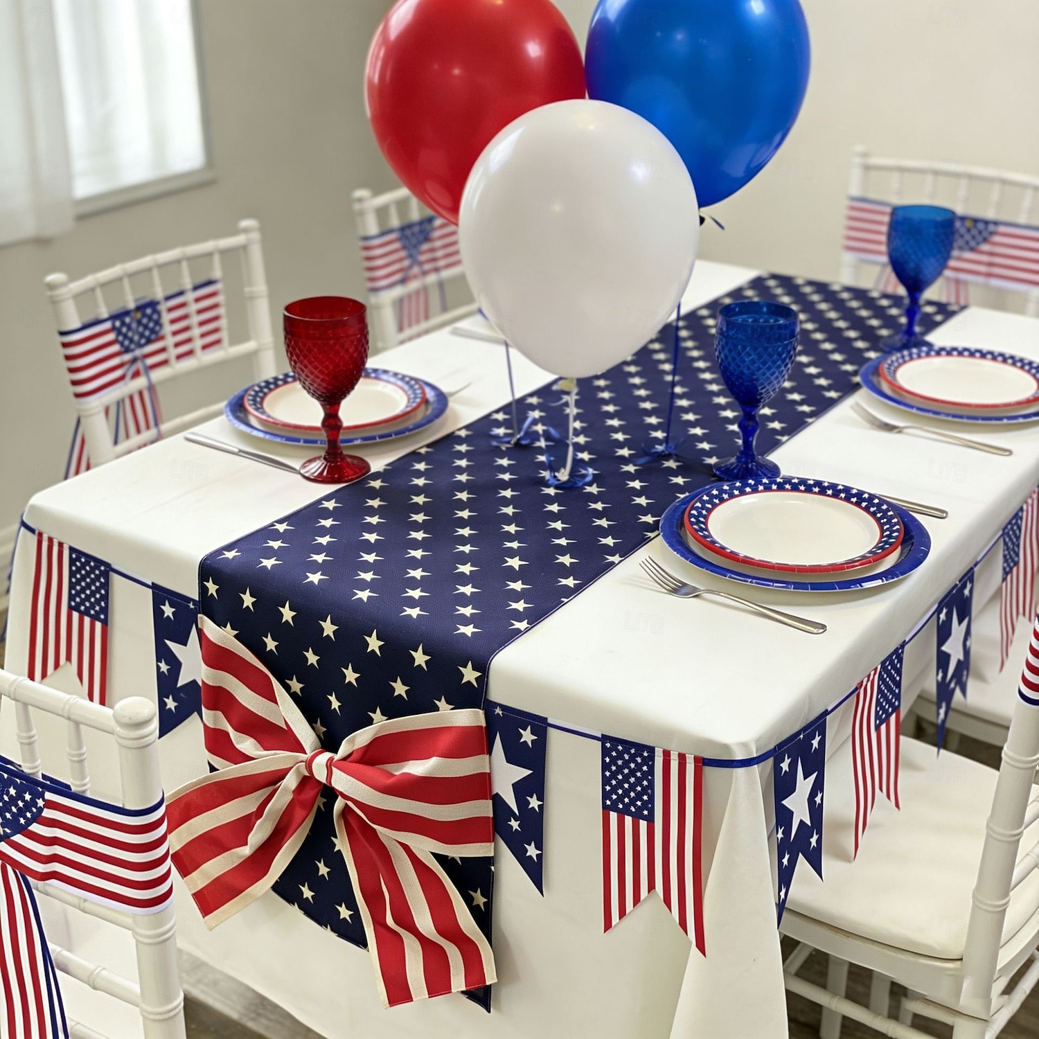 250ή επέτειος των ΗΠΑ, 1 τεμάχιο σχέδιο φιόγκου τραπεζιού, αναμνηστική διακόσμηση αυλής 1776-2026 για πατριωτικό εορτασμό, ημιπεντηκονταετία, 4η Ιουλίου, ημέρα ανεξαρτησίας 2026 - $15.49 –P1