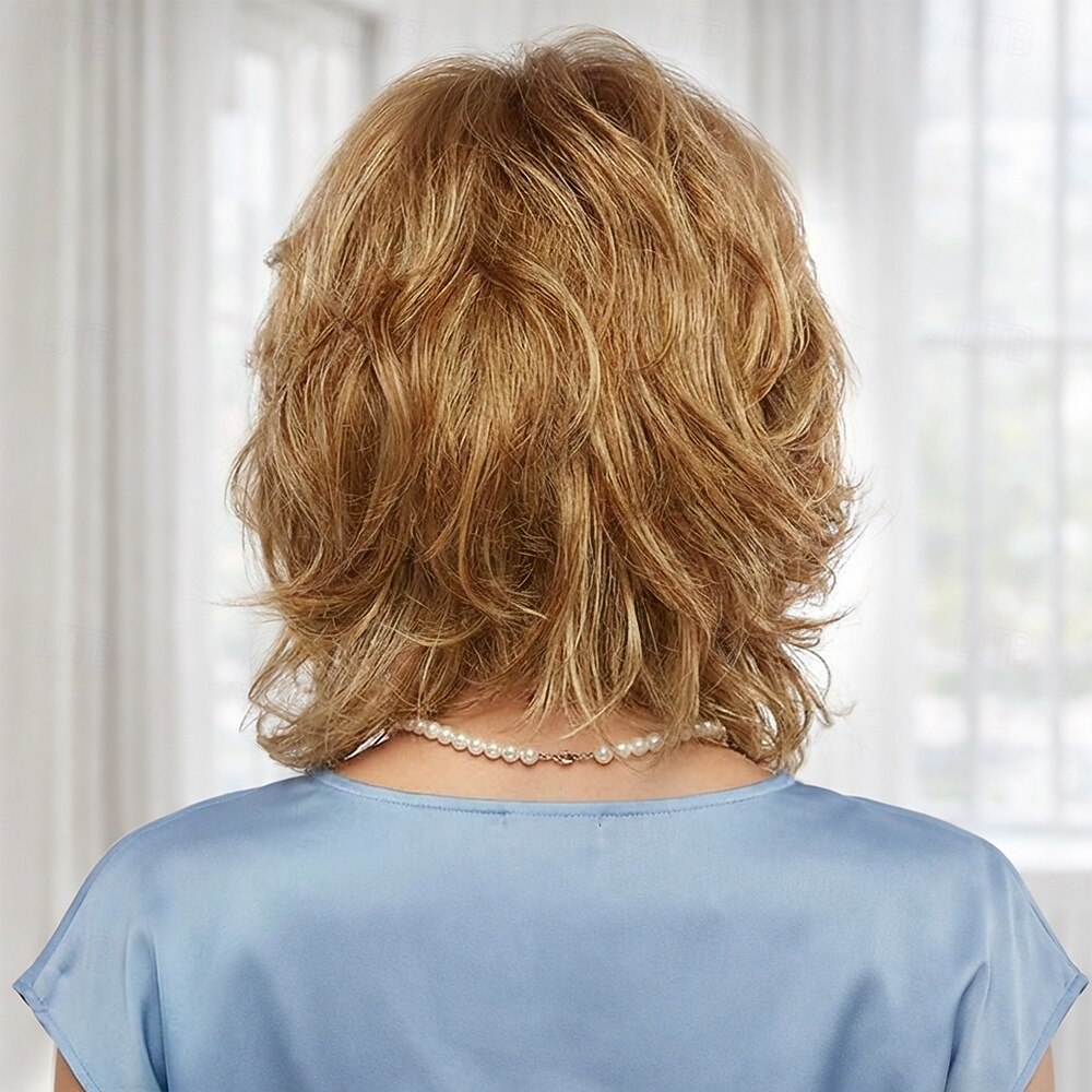 parrucca chic a strati per donna - caldi riccioli castano rossiccio con una lucentezza naturale del 2026 a $29.99 –P4