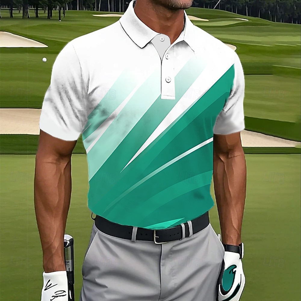 Per uomo Astratto Golf Polo Sportivi Manica Corta Magliette polo Camicie con Colletto Casual Athleisure Bottoni Estate Primavera Blu Rosso Verde del 2026 a $22.99 –P3