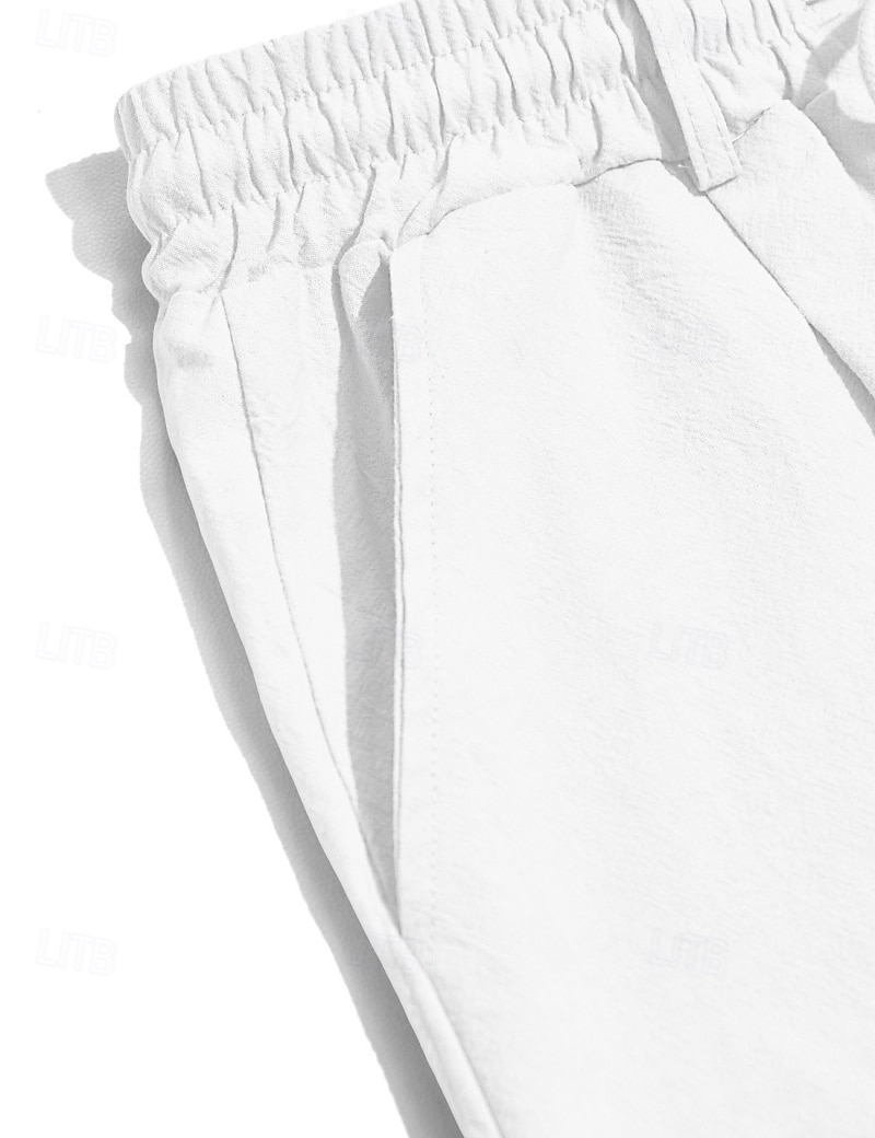 Men's Linen Shorts Summer Shorts Beach Shorts Drawstring Pocket Plain Comfort Breathable Knee Length Daily Outdoor Holiday Vacation Casual Black White Inelastic 2026 - $22.99 –P7