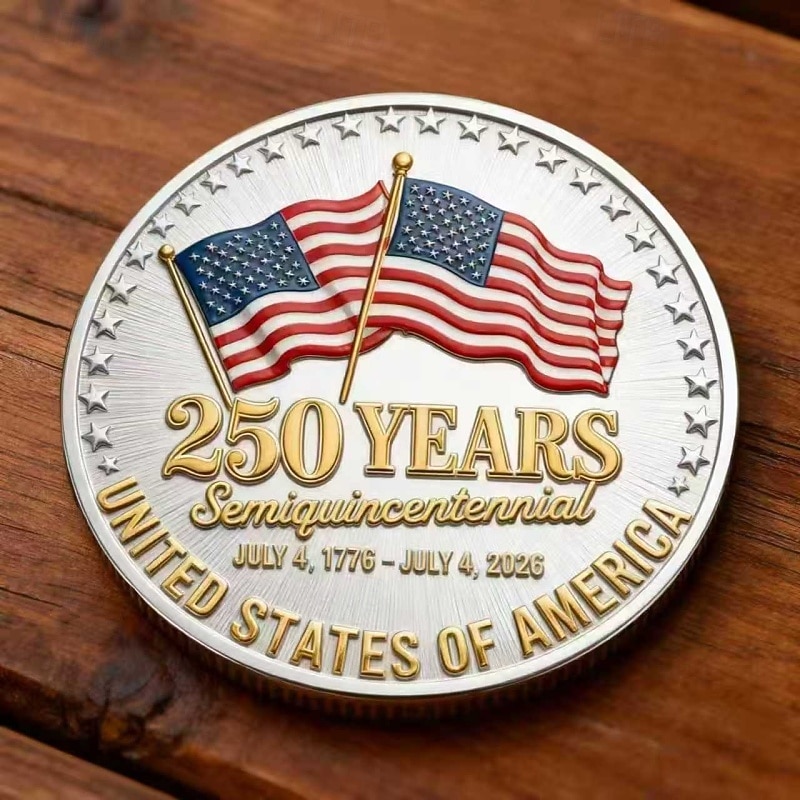 U.S 250th Anniversary Commemorative Coin Celebrating Semiquincentennial with American Flags and Eagle Designs Patriotic Souvenir 2026 - $19.99 –P2