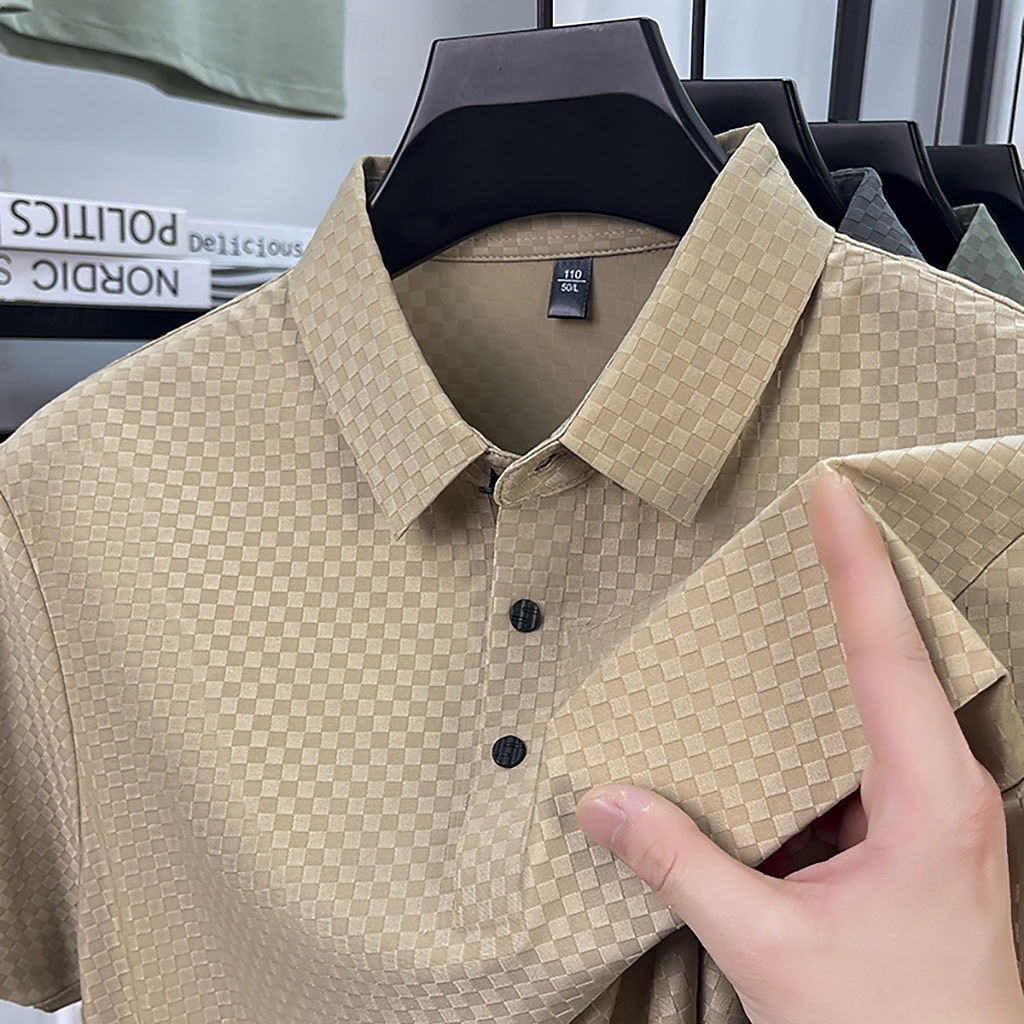 Herren Polo Business-Polo Lässig Geschäft Revers Kurzarm Mode Modern Einfach Knöpfe Rein Sommer Frühling Normale Passform Schwarz Weiß Purpur Grün Khaki Grau Polo 2026 - $22.99 –P4