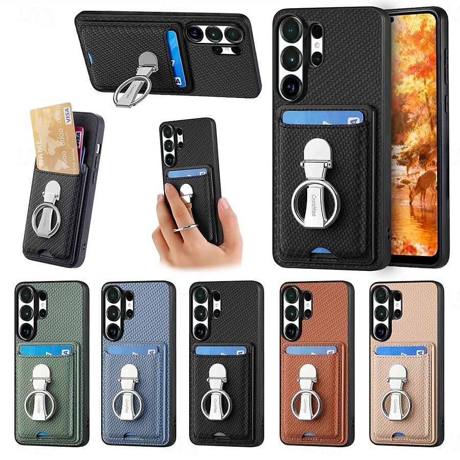 téléphone Coque Pour Samsung Galaxy S26 S26 Plus S26 Ultra Coque Arrière avec Support Support Anneau Emplacement Carte Rétro TPU Fibre faux cuir de 2026 ? $16.99 –P1