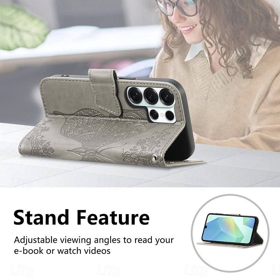 Phone Case For Samsung Galaxy S26 S26 Plus S26 Ultra Wallet Case Flip Cover with Wrist Strap Kickstand Butterfly Retro TPU PU Leather 2026 - $14.99 –P13