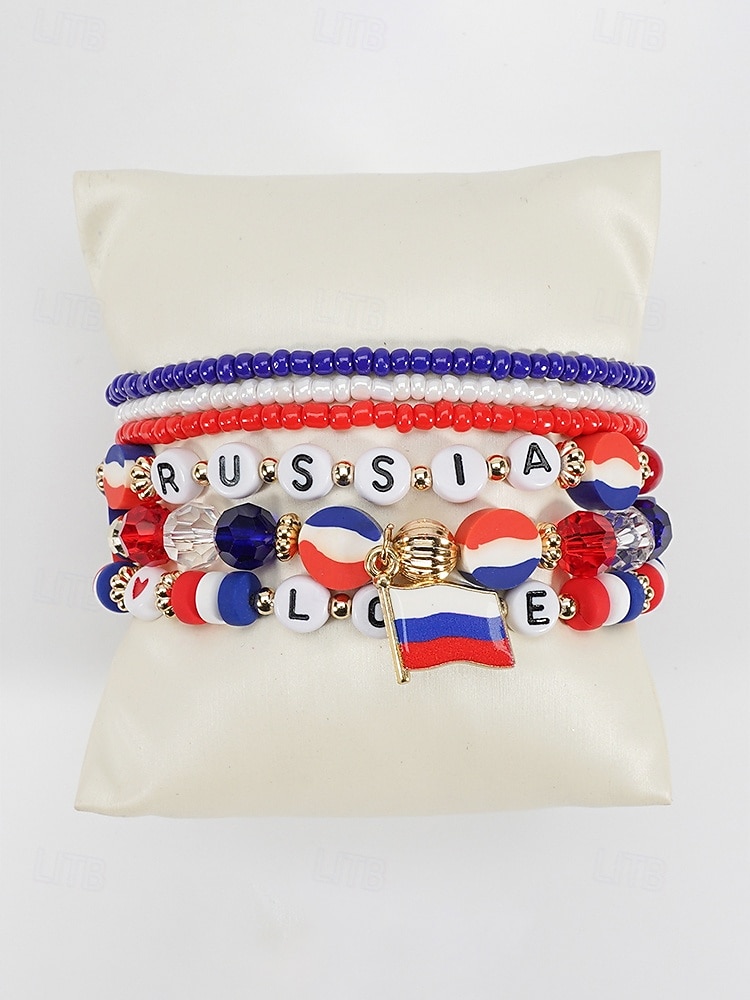 Damen-Armbandset in Flaggenfarben, stapelbarer Fächerschmuck aus Legierung in verschiedenen Länderdesigns für Fußballspiele, Teamunterstützung, lässige Alltagskleidung und Spieltagsoutfits. 2026 - E£512.24 –P9