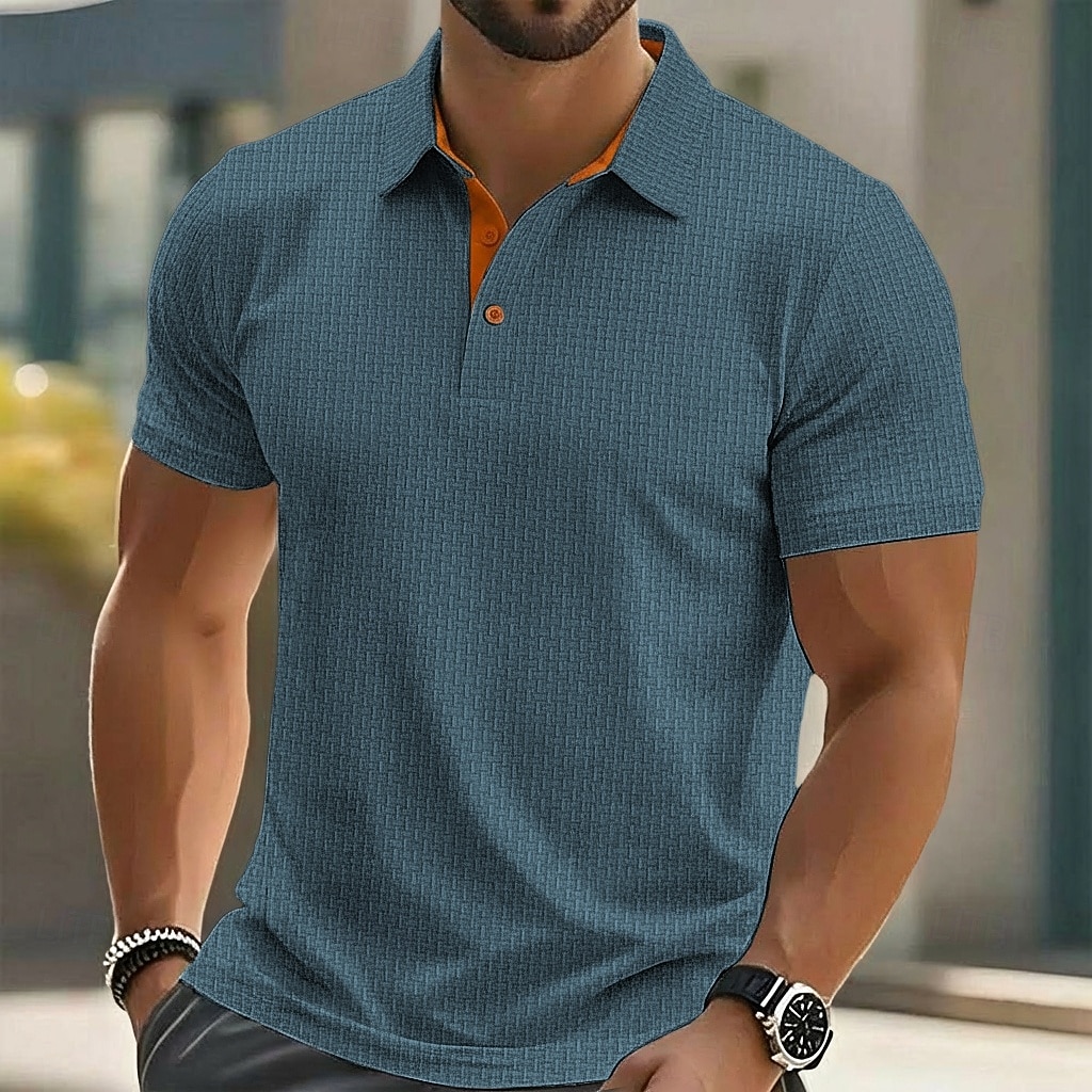 Per uomo Testurizzato Polo a Maglia Waffle Casuale Affari Classico Manica Corta Moda Moderno Tinta unica Testurizzato Bottoni Primavera & Estate Estate Primavera Vestibilità regolare Blu Nero Bianco del 2026 a $21.99 –P8