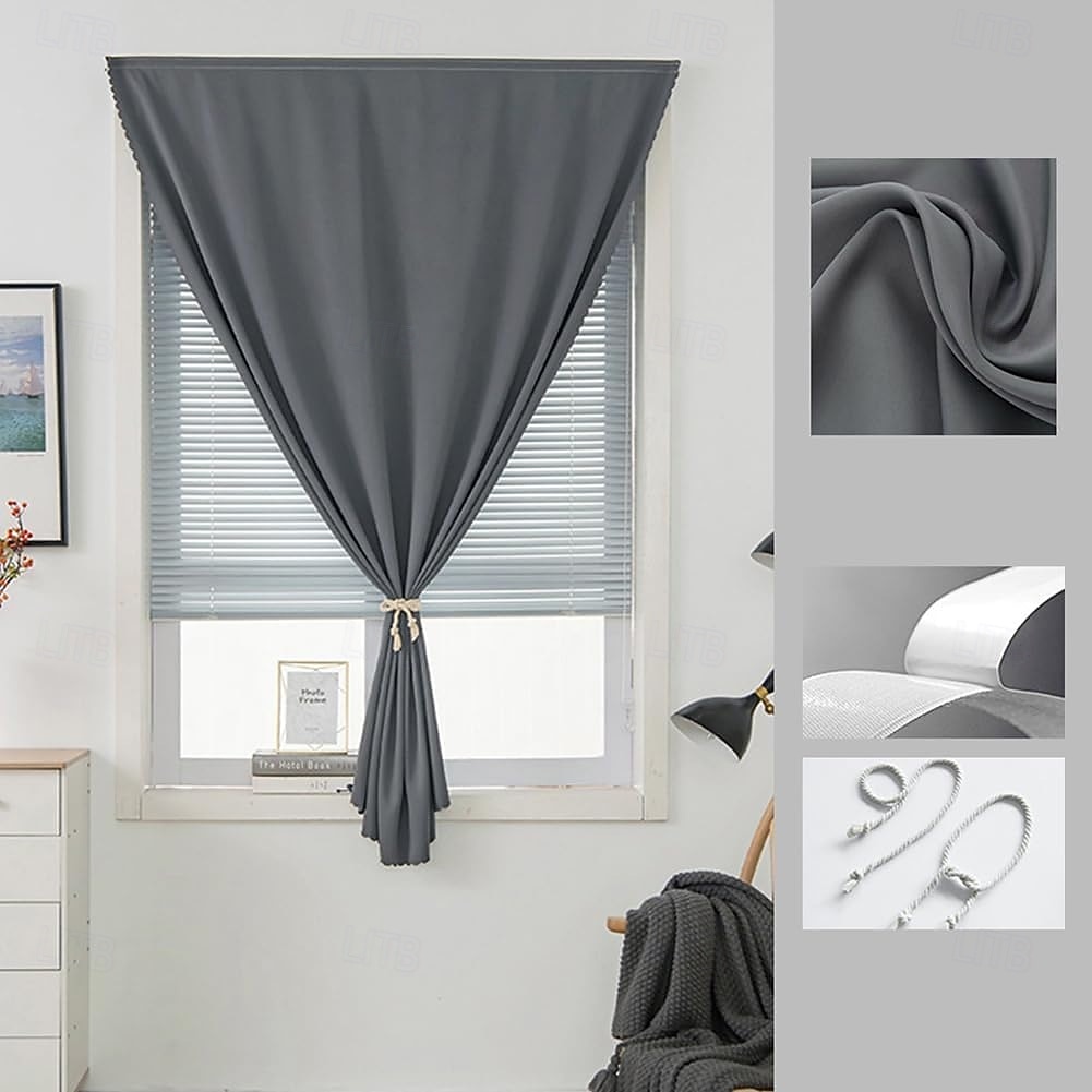 zasłona zaciemniająca Autohesion do okien, UV &Roleta zaciemniająca, przeciwsłoneczna, samoprzylepna, blokująca światło, z taśmą magiczną, termoizolacyjna (ciemnoszara, 59x79 cali) 2026 - $17.99 –P9