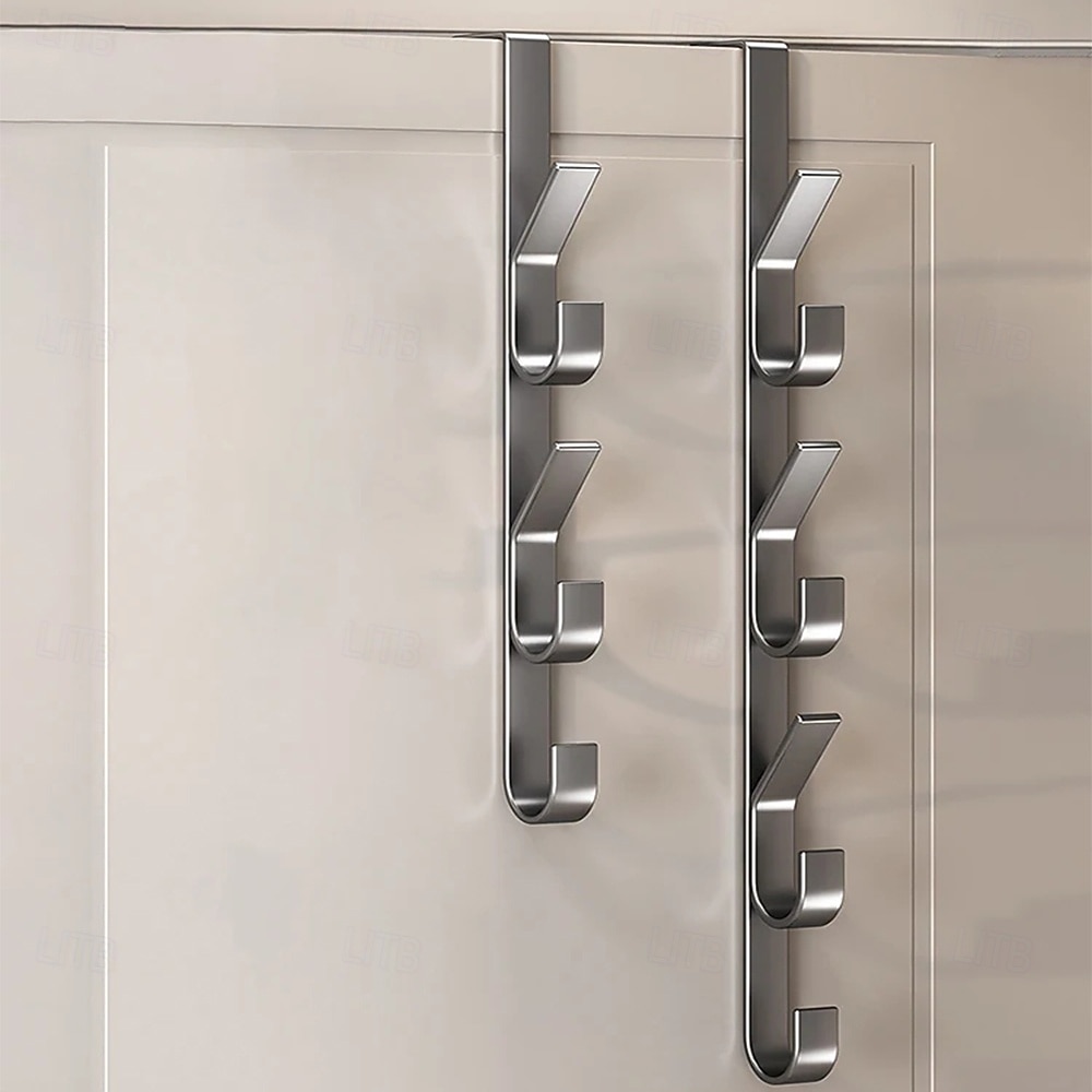 Conjunto de 2 ganchos para porta, ideais para organizar e otimizar o espaço em banheiros e apartamentos. Feitos em aço carbono, não precisam de furos. Perfeitos para pendurar toalhas, roupas e chapéus de 2026 por $12.49 –P3